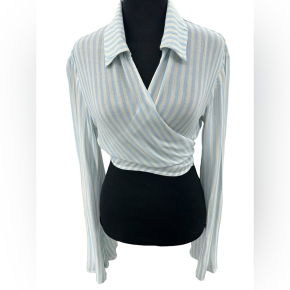 Tularosa Blue and White Striped Crop Top - Picture 7 of 7